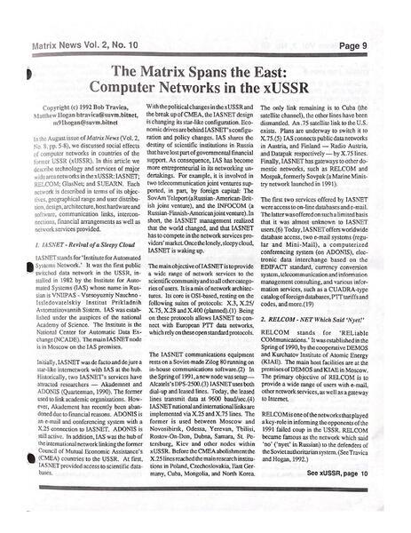 The Matrix Spans the East: Computer Networks in the xUSSR by Bob Travica and Matthew Hogan