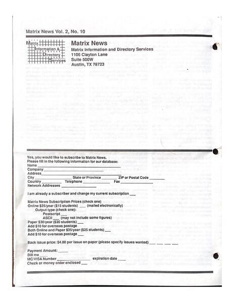Matrix News subsription form