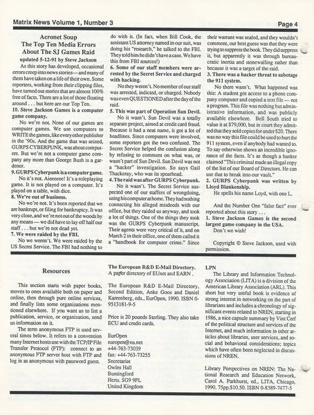The Top Ten Media Errors About the SJ Games Raid updated 5-12-91, by Steve Jackson