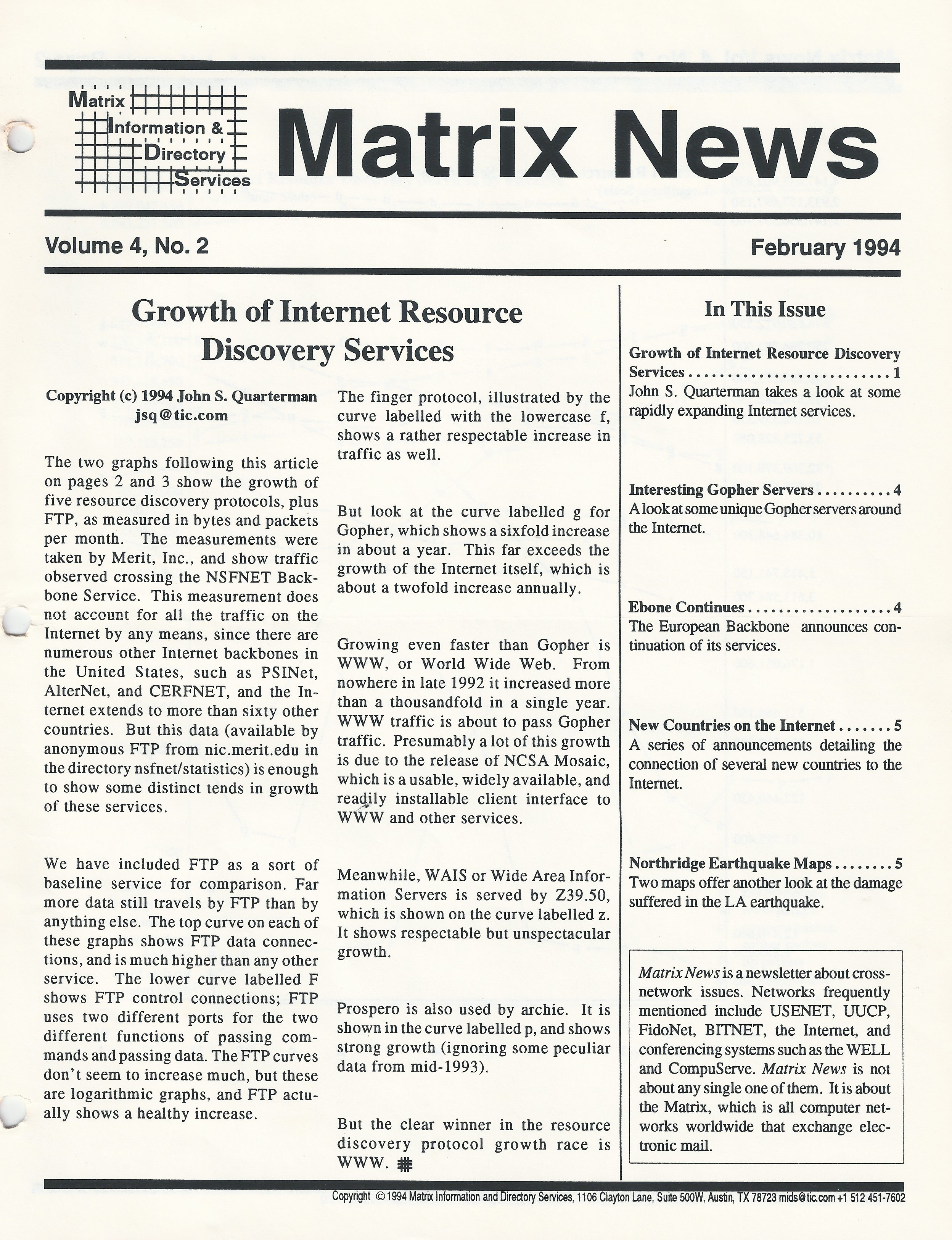 Growth of Internet Resource Discovery Services, by John S. Quarterman, 